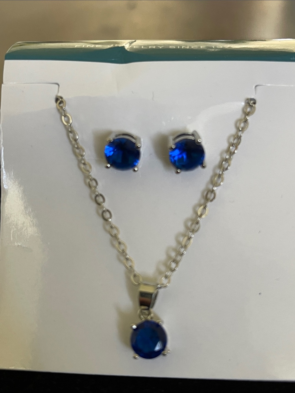 Effy blue stone silver earring & necklace set